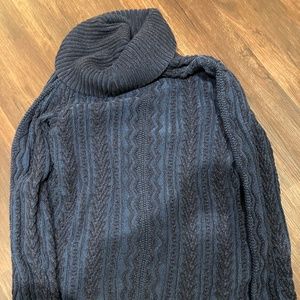 Eight Eight Eight Navy Cable Knit Loose Sweater with Cowl Neck, SZ Medium